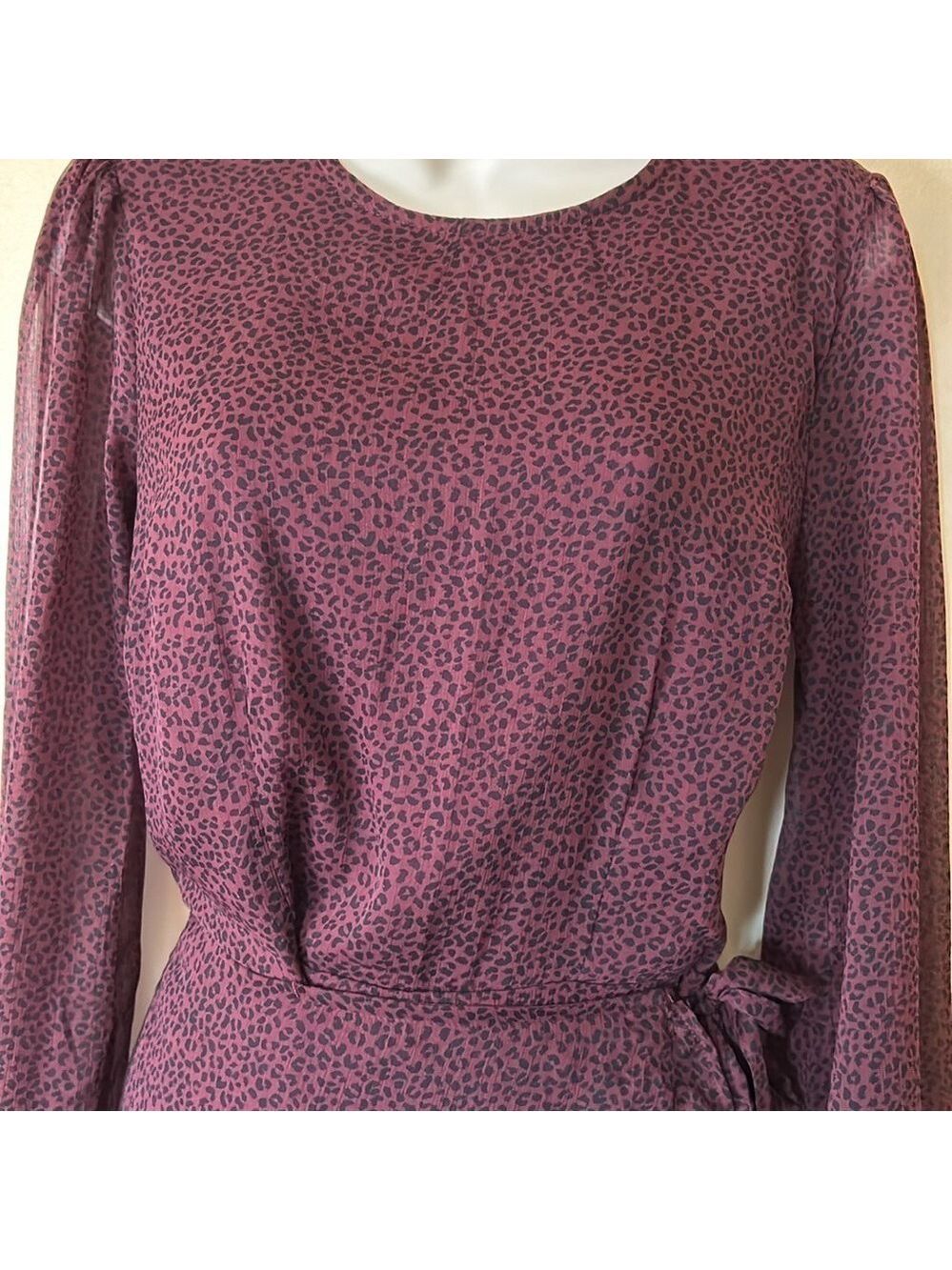 Abercrombie and Fitch dark purple animal print tie ruffle skirt dress size S - Picture 2 of 12